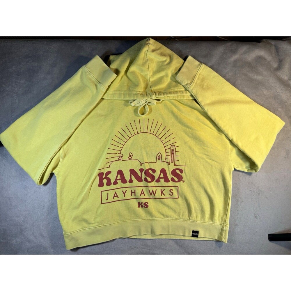Uscape University of Kansas Jayhawks Women's Cropped Hoodie Yellow Skyline M
